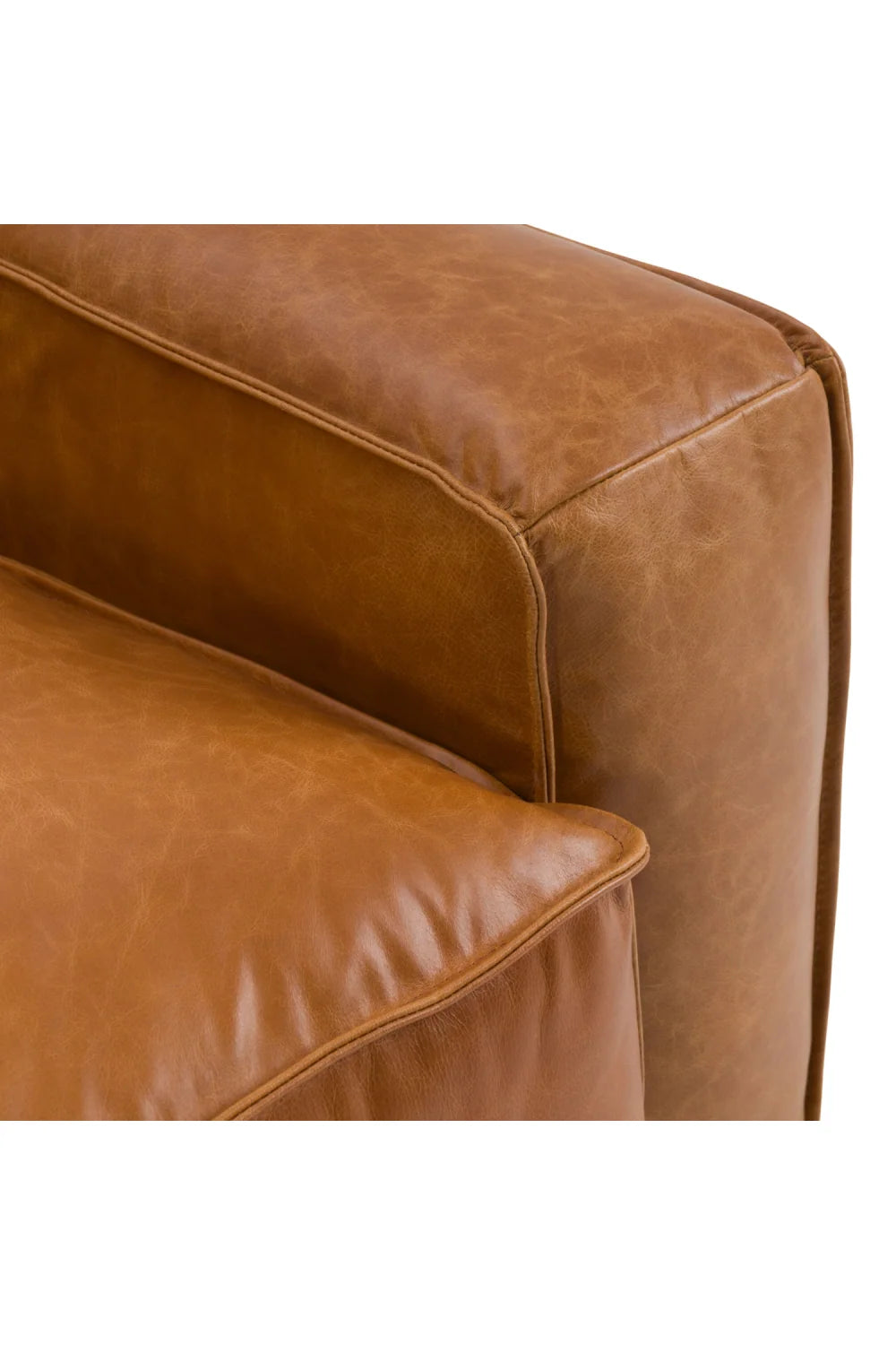 Luxury Cambria Cognac Leather Sectional Sofa Modern Italian Style for Villa