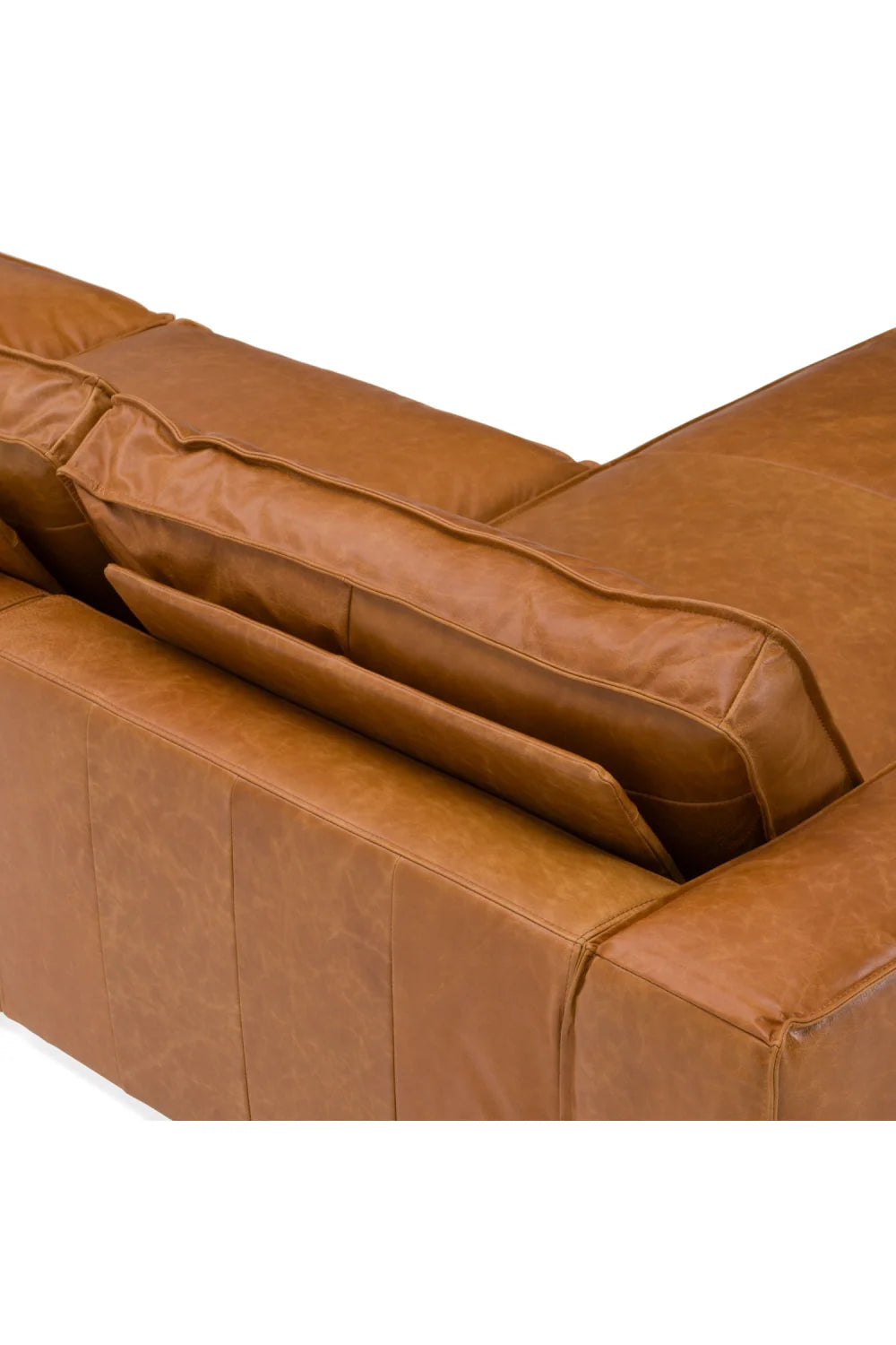 Luxury Cambria Cognac Leather Sectional Sofa Modern Italian Style for Villa