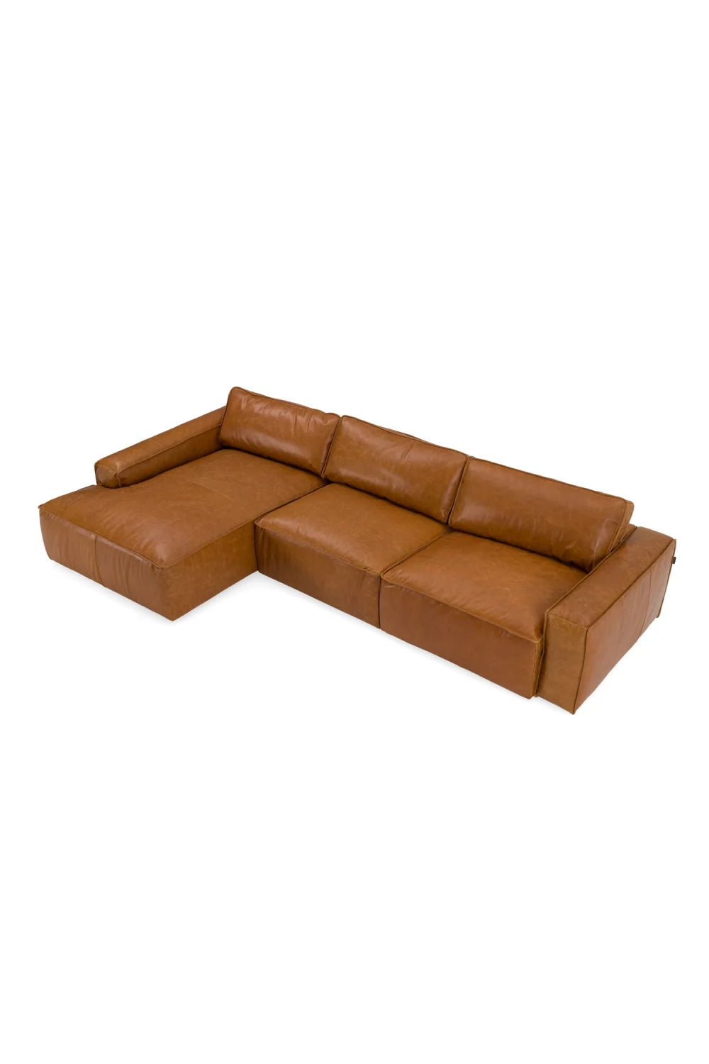 Luxury Cambria Cognac Leather Sectional Sofa Modern Italian Style for Villa