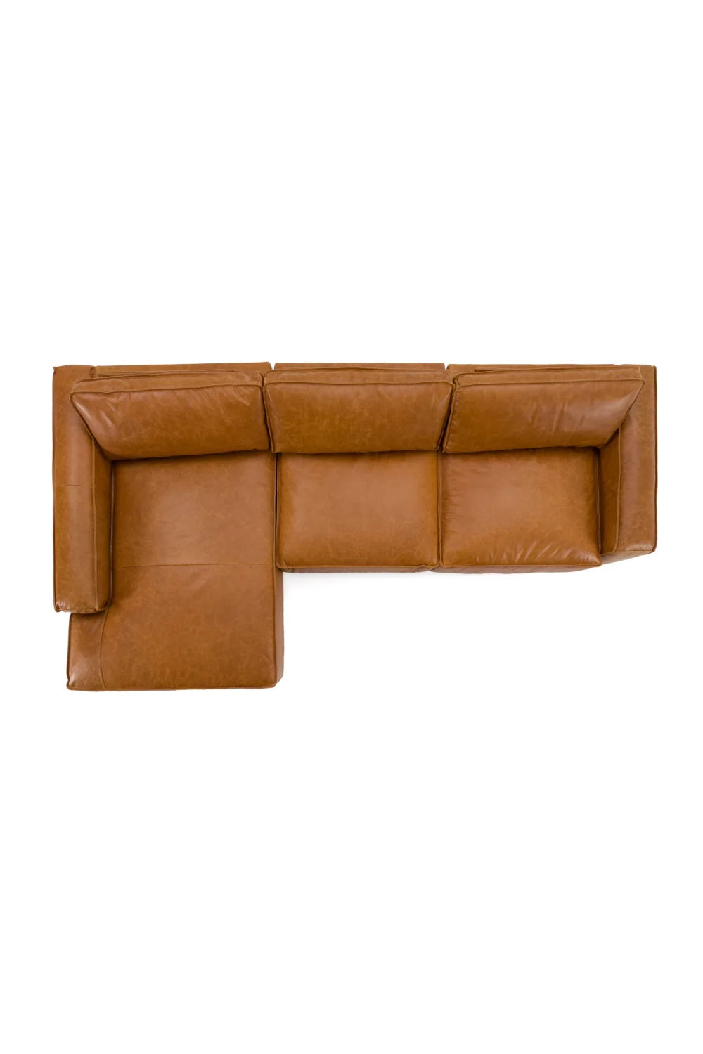 Luxury Cambria Cognac Leather Sectional Sofa Modern Italian Style for Villa