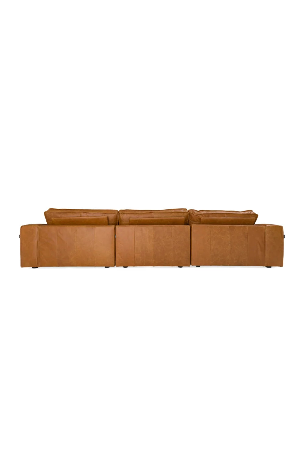 Luxury Cambria Cognac Leather Sectional Sofa Modern Italian Style for Villa