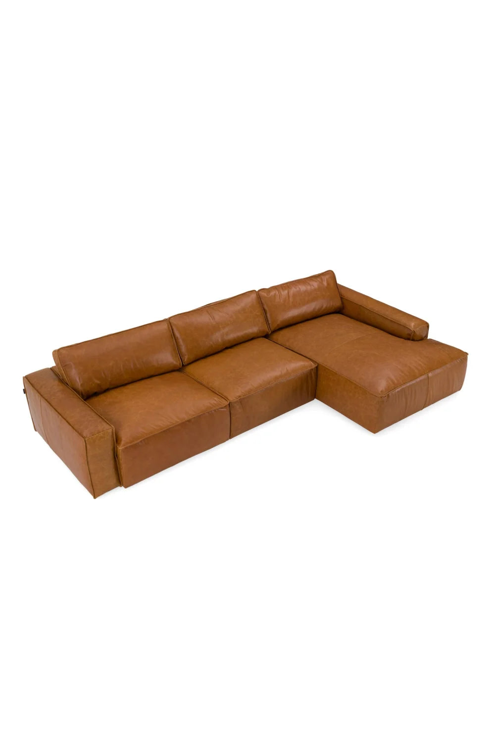 Luxury Cambria Cognac Leather Sectional Sofa Modern Italian Style for Villa