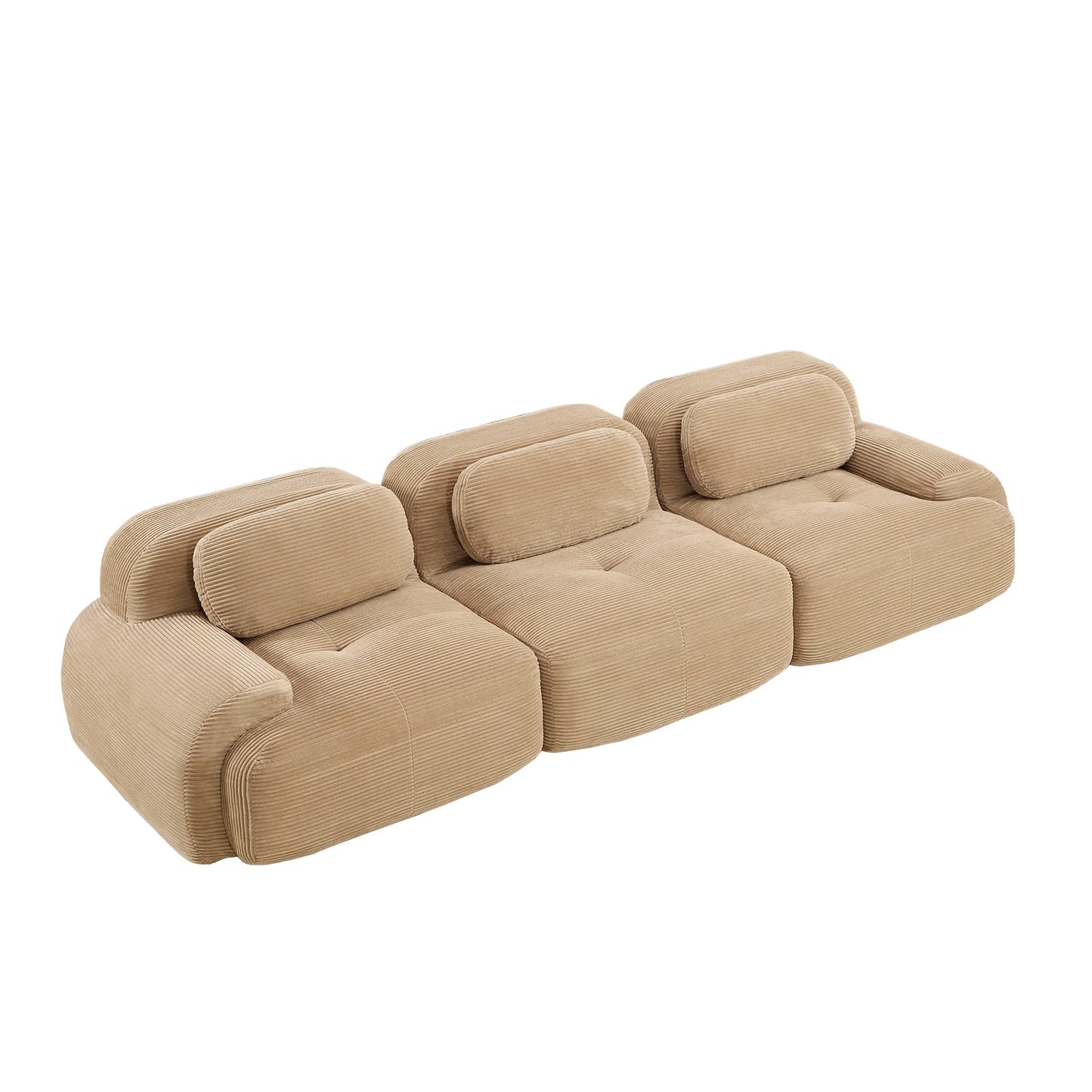 Luxury Camel Corduroy Modular Sofa Modern Italian Style for Villa