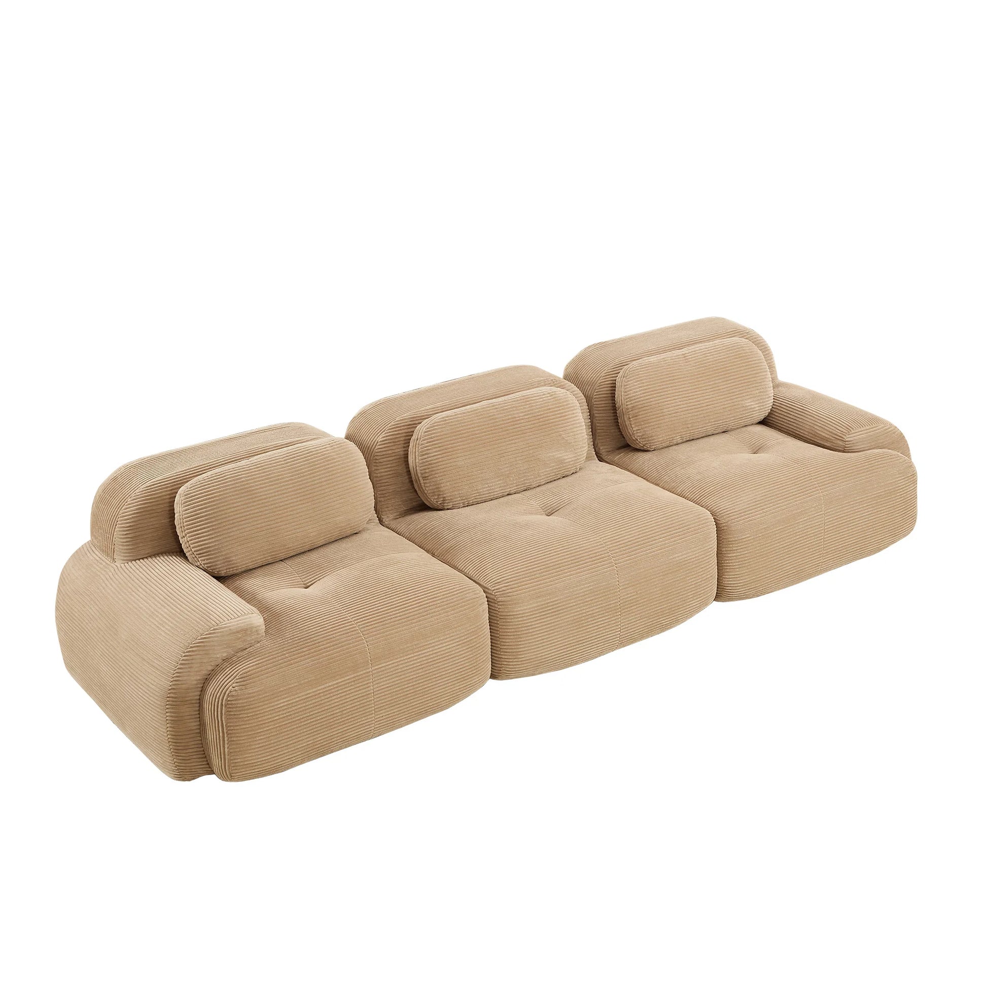 Luxury Camel Corduroy Modular Sofa Modern Italian Style for Villa