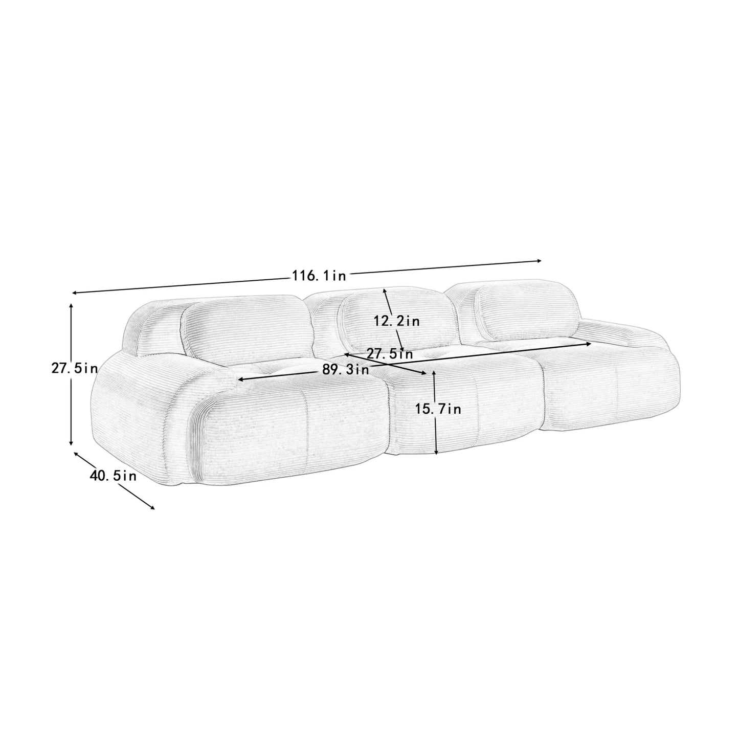 Luxury Camel Corduroy Modular Sofa Modern Italian Style for Villa