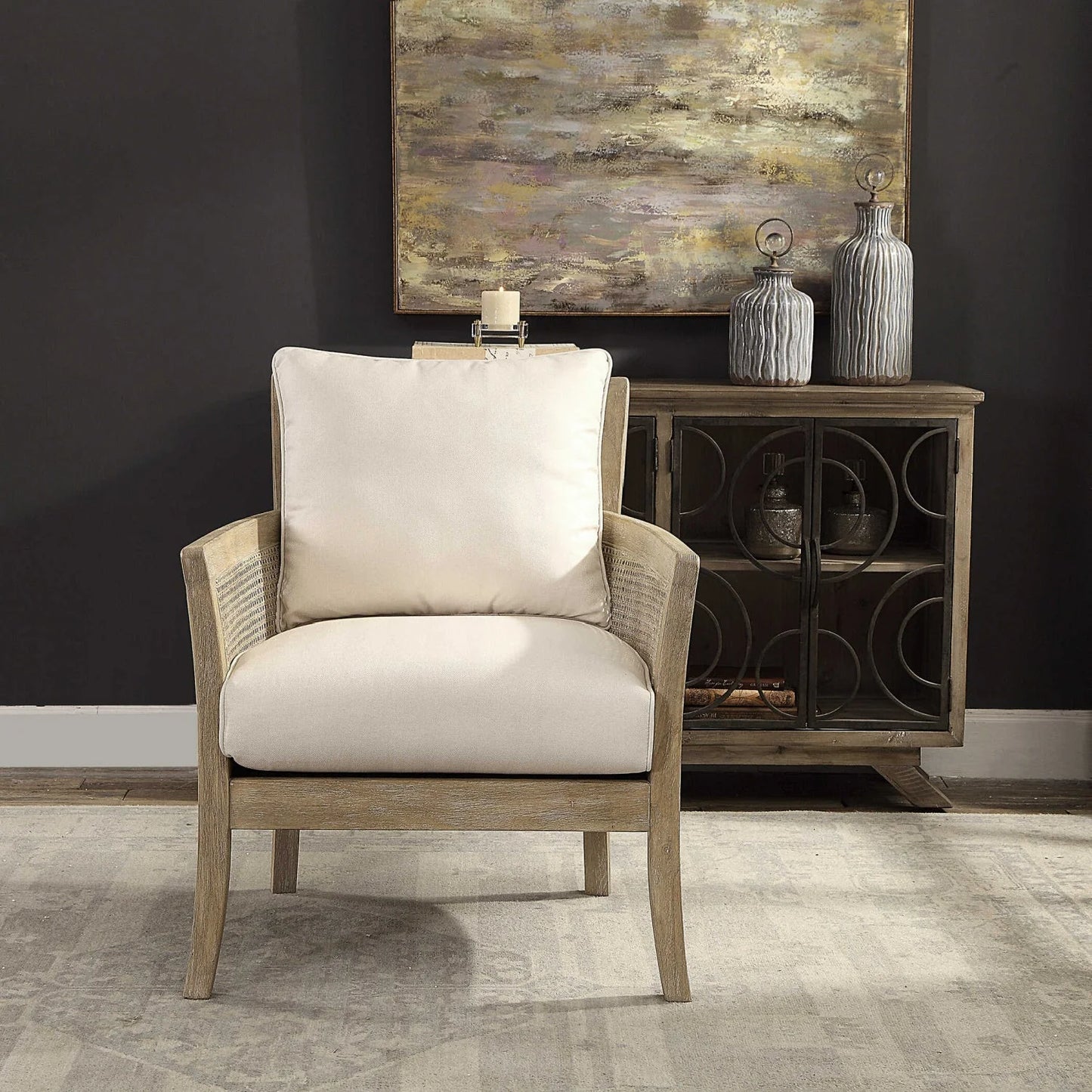 Luxury Canework Padded Lounge Chair Modern Italian Style for Villa