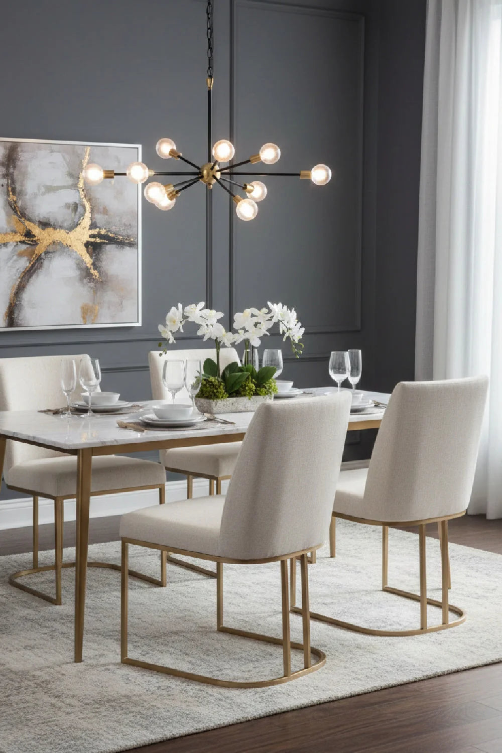 Luxury Cantilevered Fabric Modern Dining Chair European Style for Villa