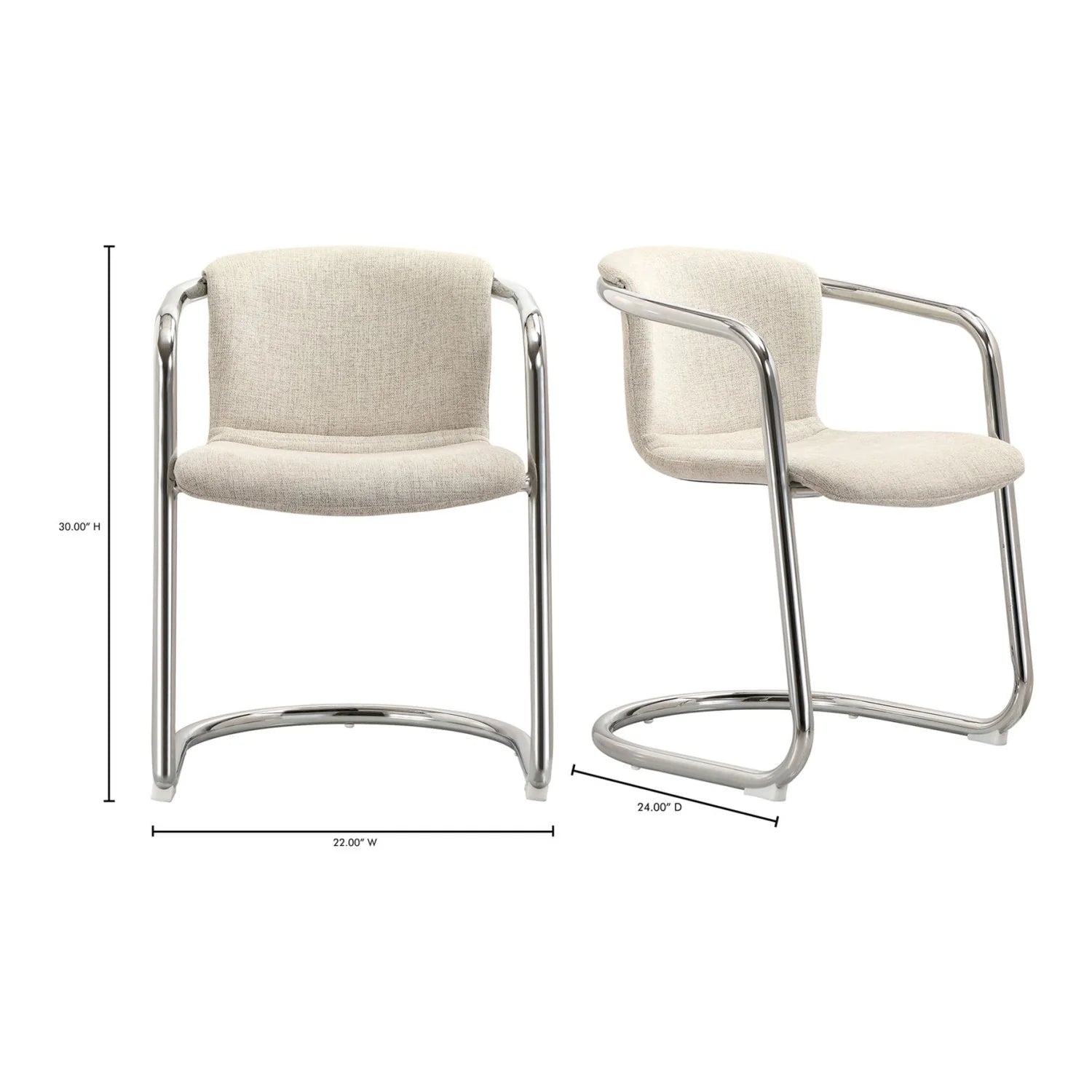 Luxury Cantilevered Iron Dining Armchair European Style for Villa
