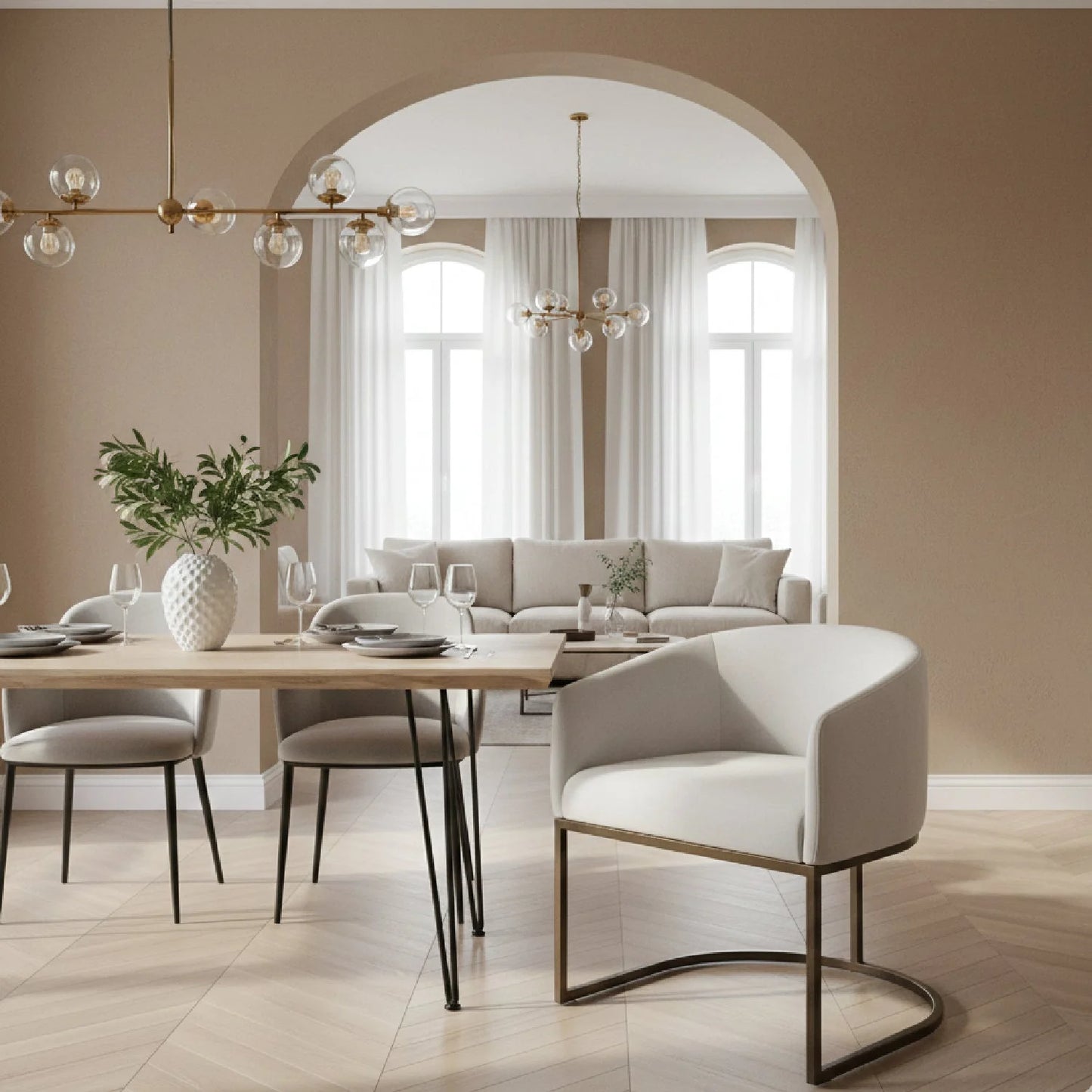 Luxury Cantilevered Velvet Modern Dining Chair European Style for Villa