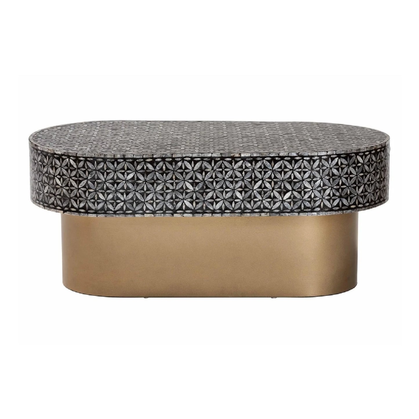 Luxury Capiz Shell Oval Coffee Table Modern Italian Style for Villa