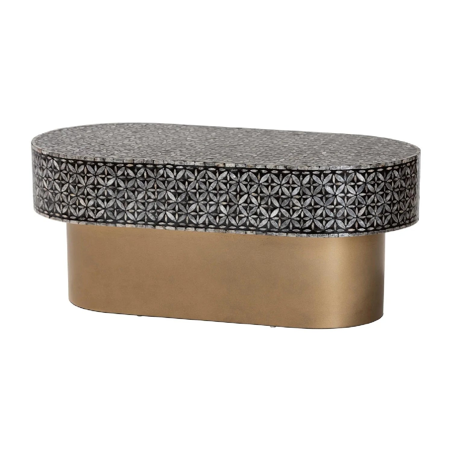 Luxury Capiz Shell Oval Coffee Table Modern Italian Style for Villa