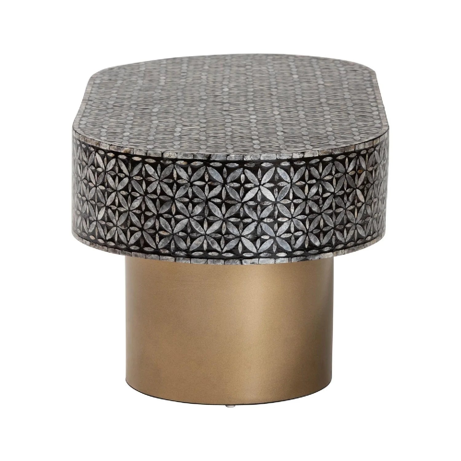 Luxury Capiz Shell Oval Coffee Table Modern Italian Style for Villa