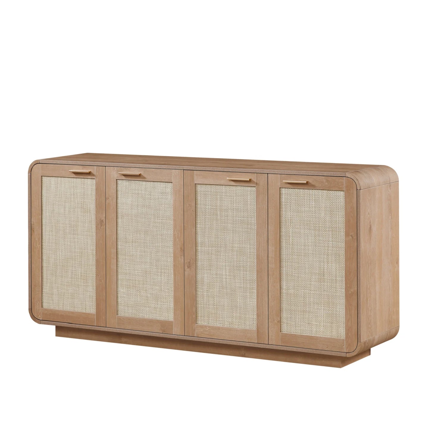 Luxury Caramel Rattan 4-Door Sideboard European Style for Villa