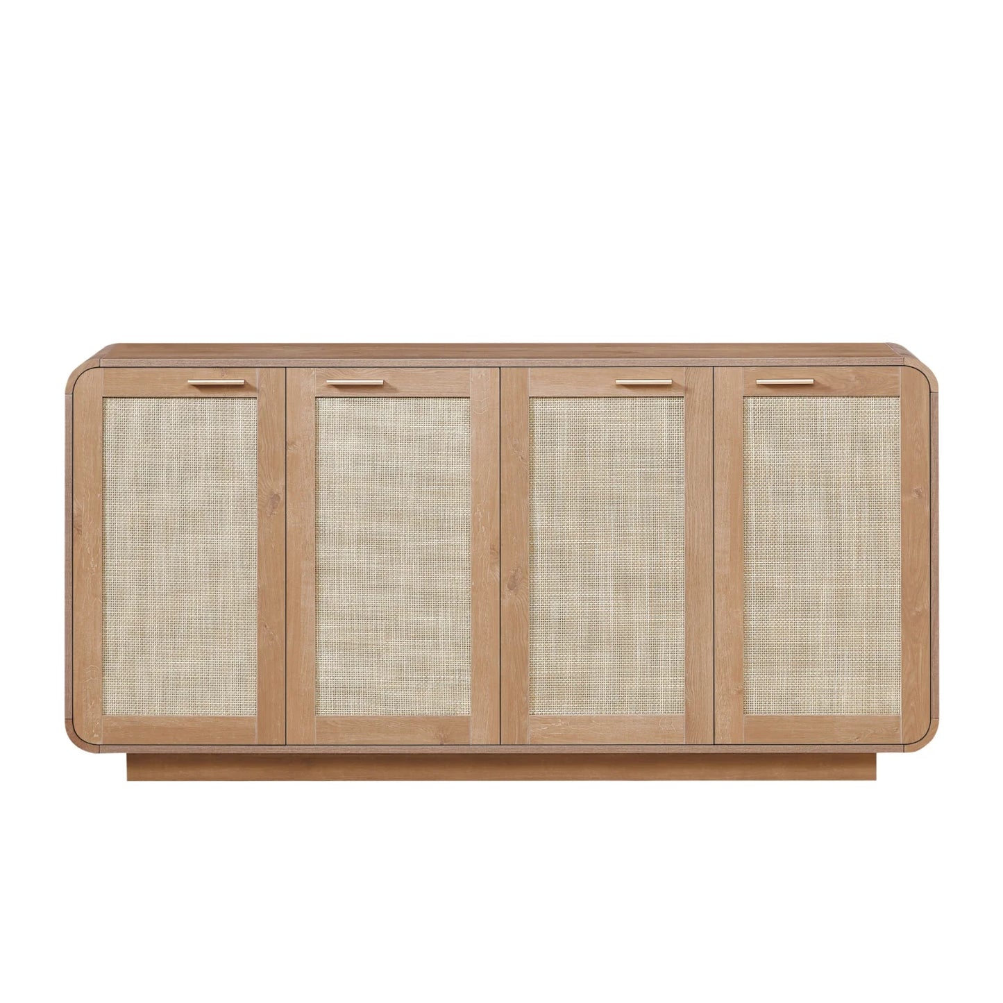 Luxury Caramel Rattan 4-Door Sideboard European Style for Villa