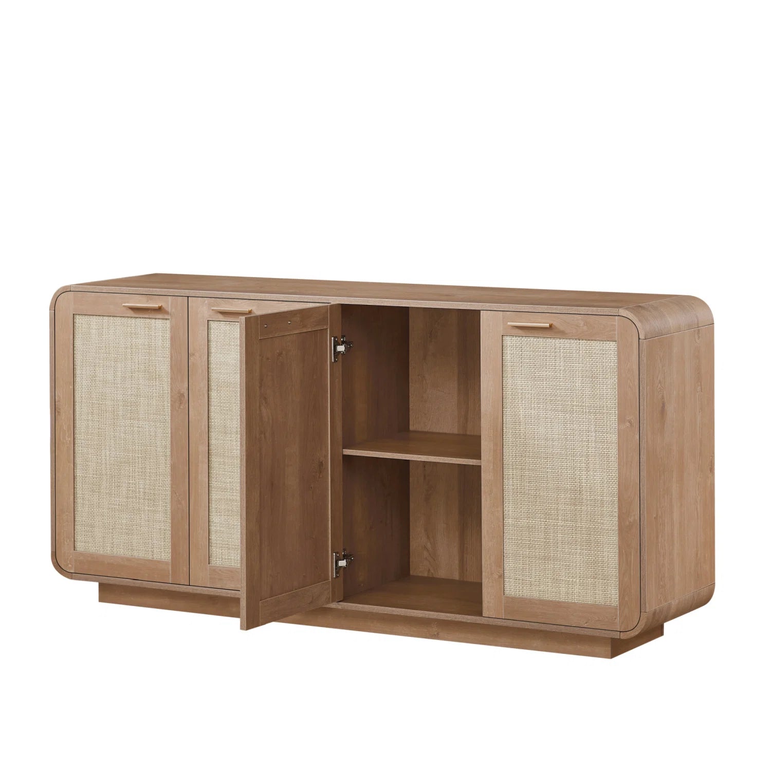 Luxury Caramel Rattan 4-Door Sideboard European Style for Villa