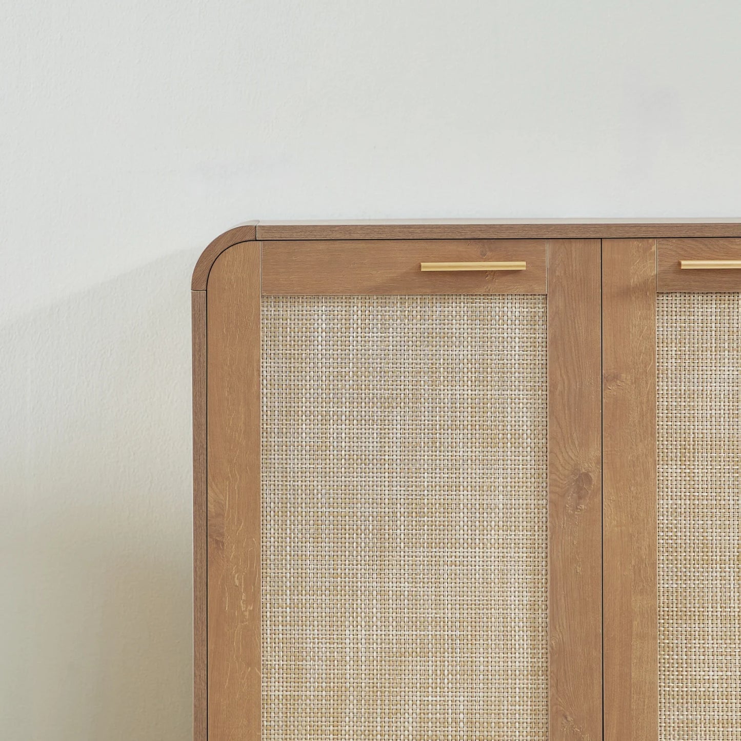 Luxury Caramel Rattan 4-Door Sideboard European Style for Villa