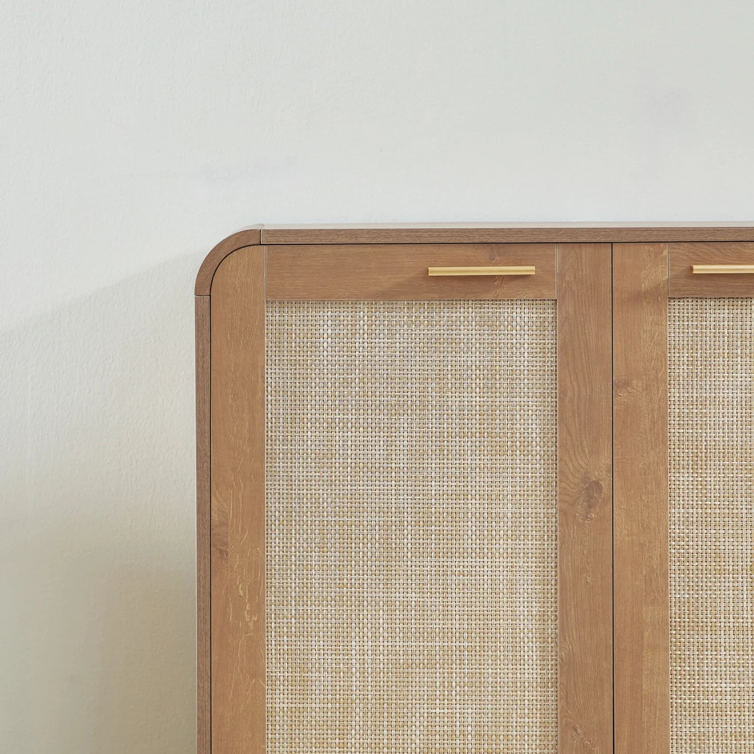 Luxury Caramel Rattan 4-Door Sideboard European Style for Villa