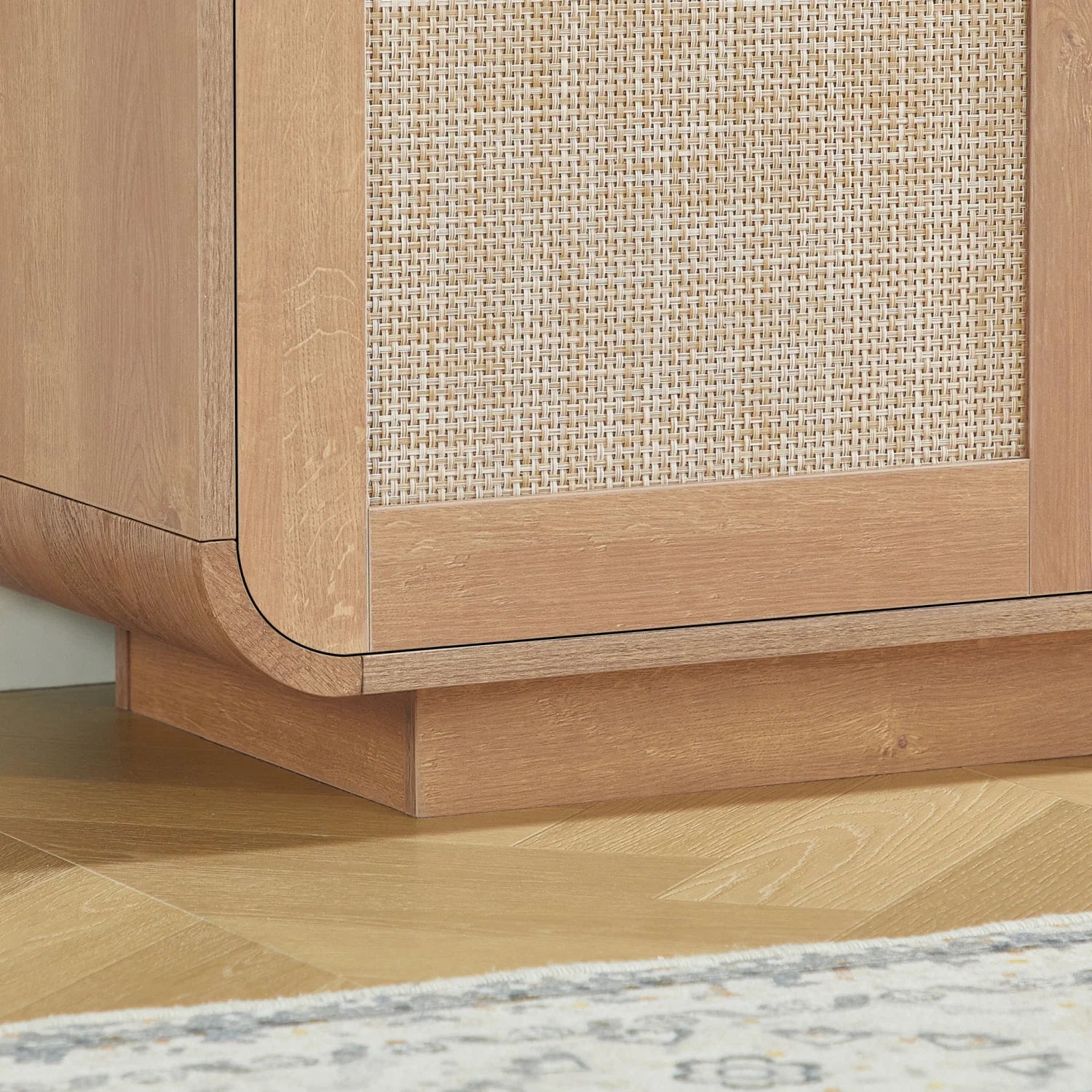 Luxury Caramel Rattan 4-Door Sideboard European Style for Villa
