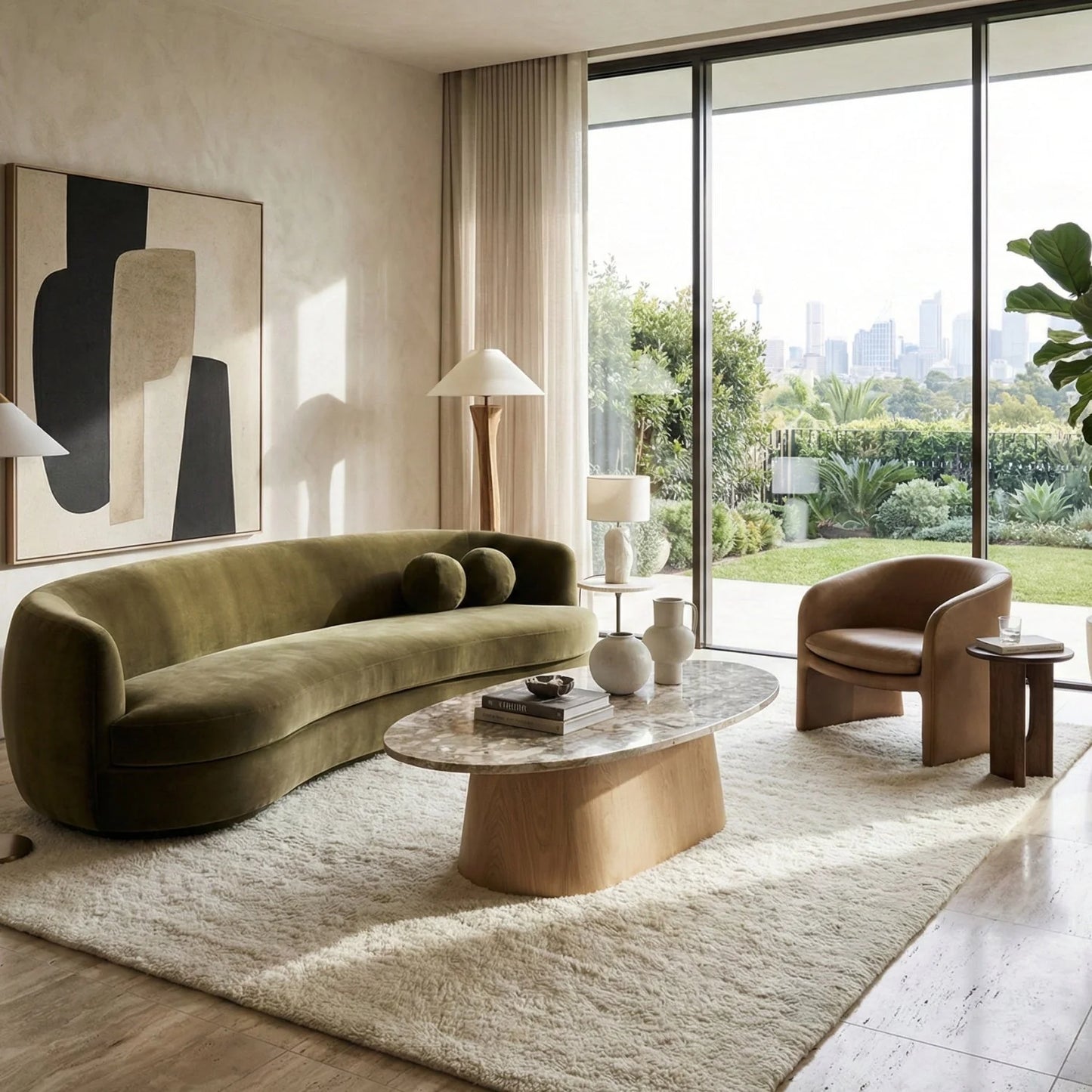 Luxury Carly Marble Oval Coffee Table Modern Italian Style for Villa