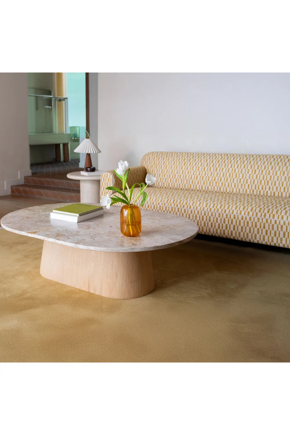 Luxury Carly Marble Oval Coffee Table Modern Italian Style for Villa