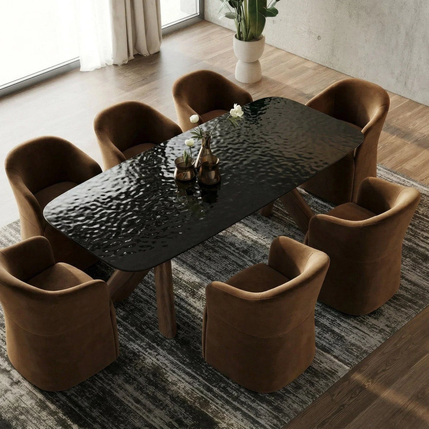 Luxury Carnaby Gray Glass Rectangular Dining Table Modern Italian Style for Villa