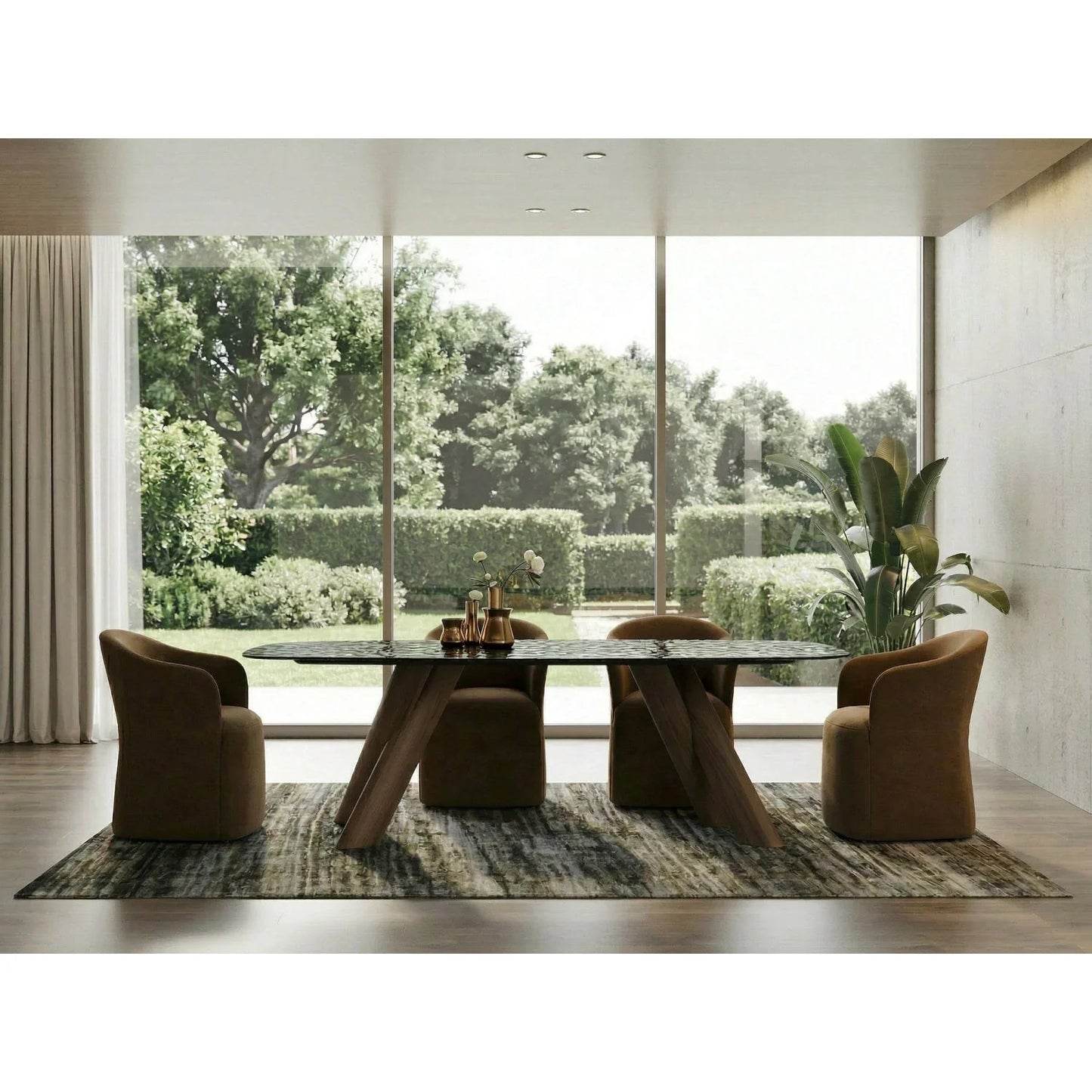 Luxury Carnaby Gray Glass Rectangular Dining Table Modern Italian Style for Villa