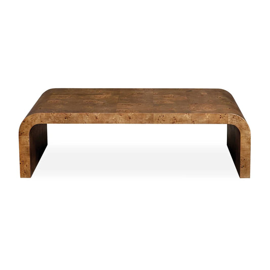 Luxury Carraway Curved Burl Veneer Coffee Table Modern Italian Style for Villa
