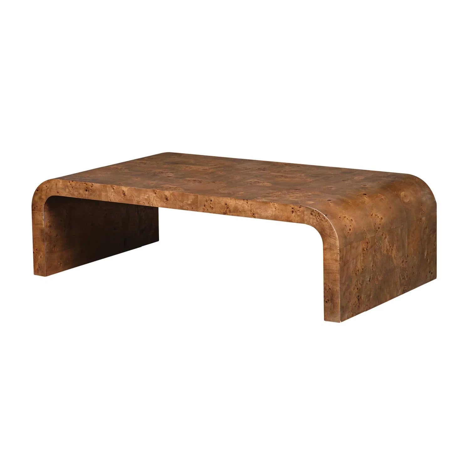 Luxury Carraway Curved Burl Veneer Coffee Table Modern Italian Style for Villa