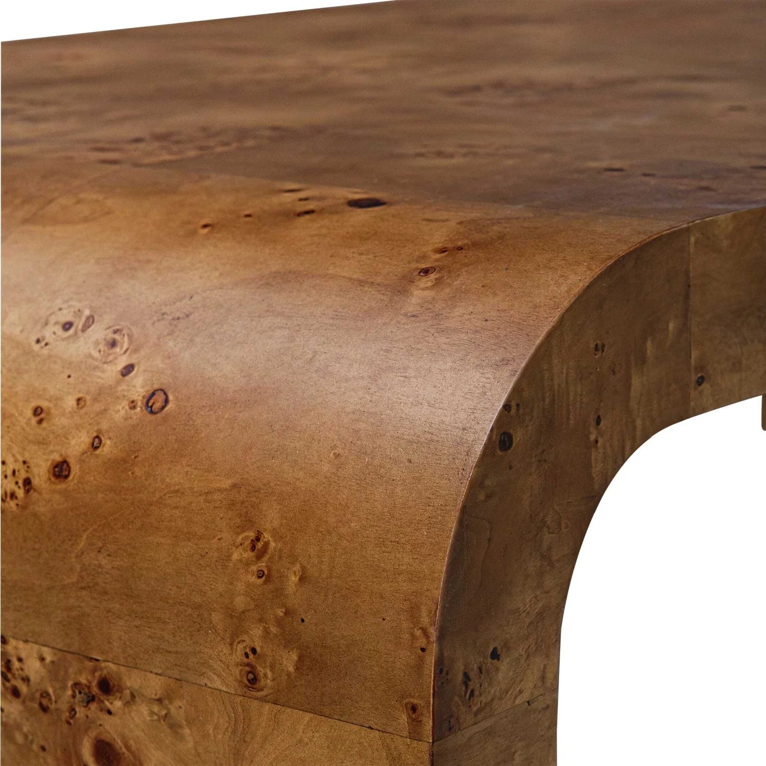 Luxury Carraway Curved Burl Veneer Coffee Table Modern Italian Style for Villa