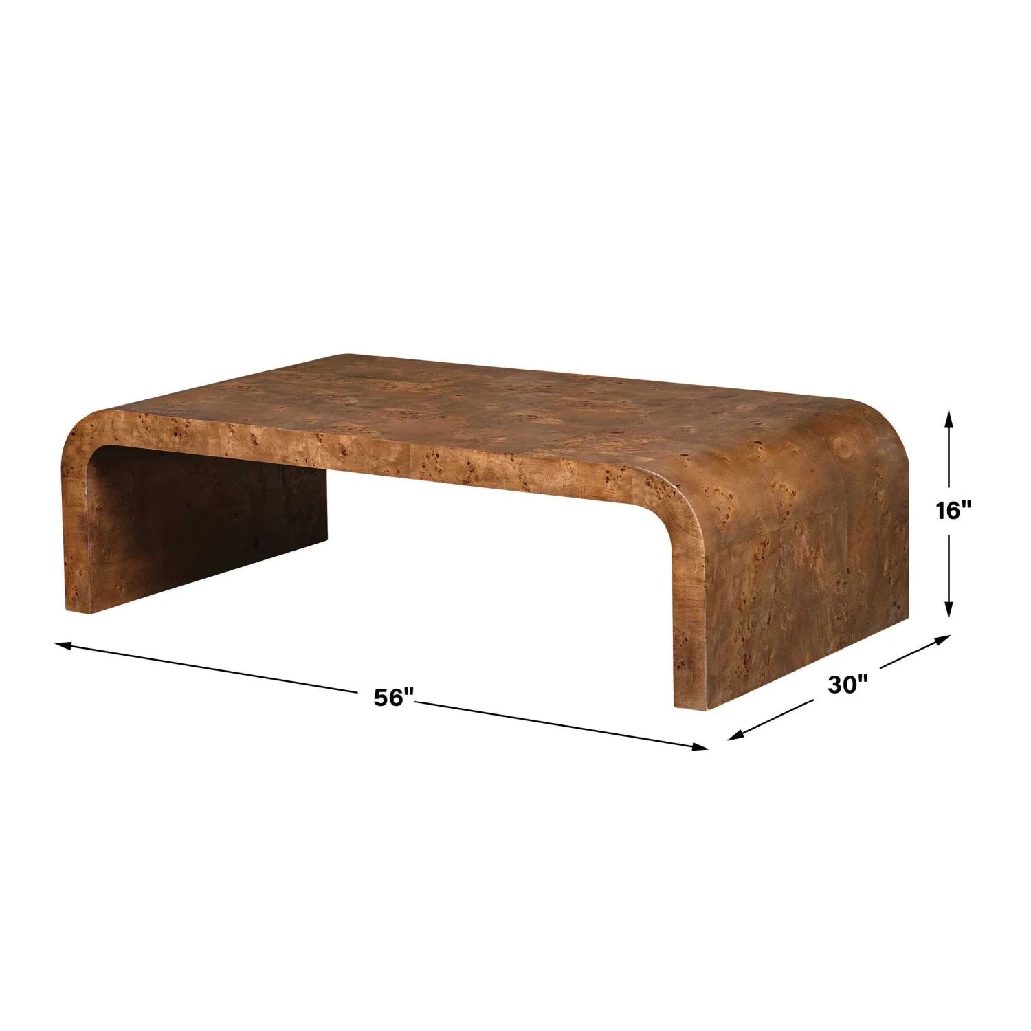 Luxury Carraway Curved Burl Veneer Coffee Table Modern Italian Style for Villa