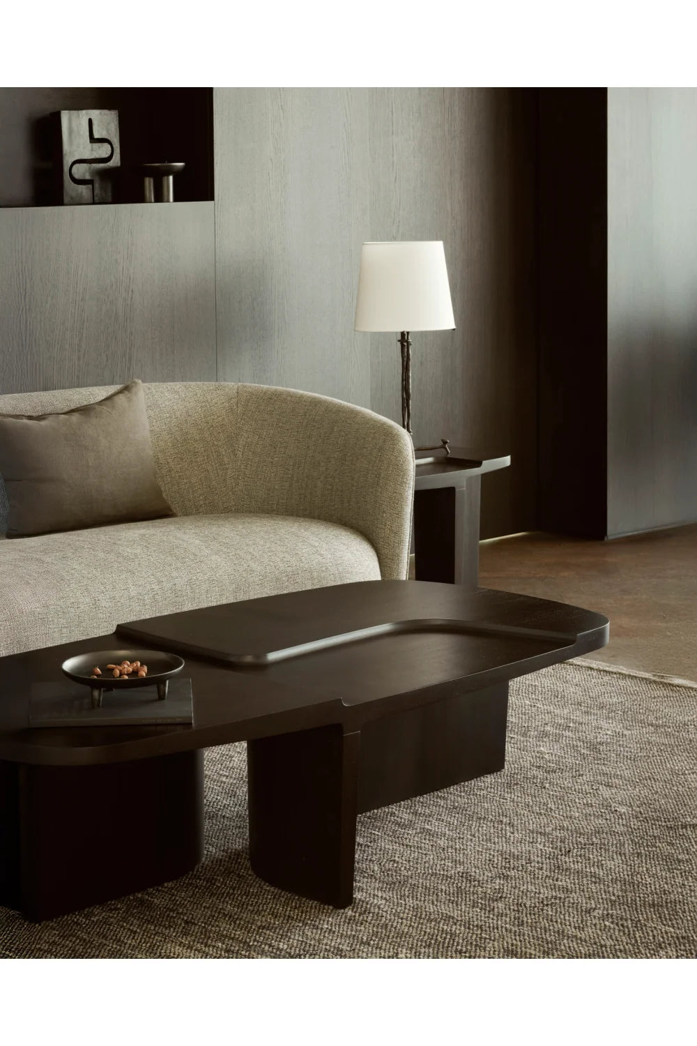 Luxury Carved Brown Mahogany Coffee Table Modern Italian Style for Villa