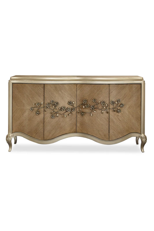 Luxury Carved Floral Buffet Sideboard European Style for Villa