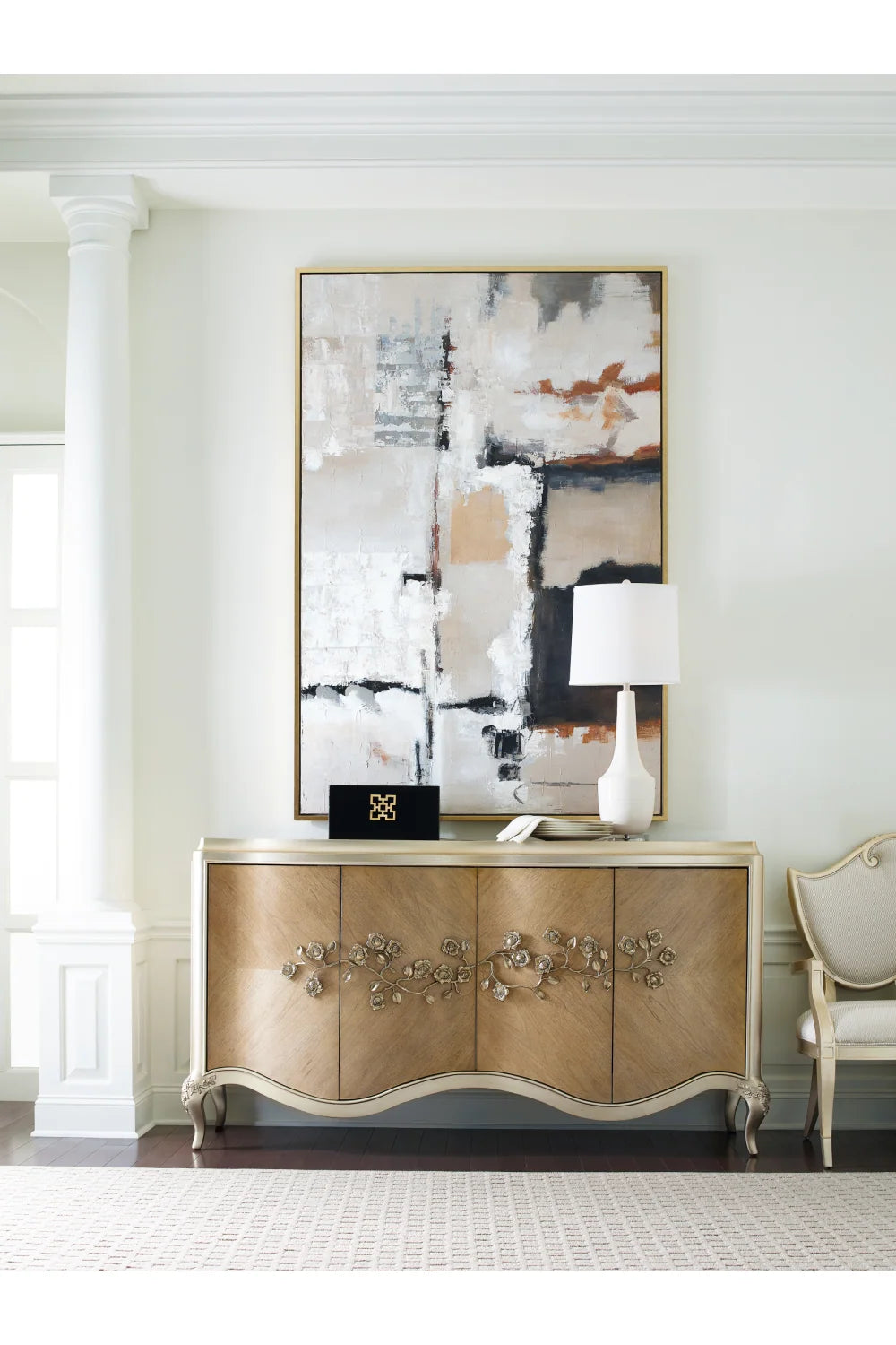 Luxury Carved Floral Buffet Sideboard European Style for Villa