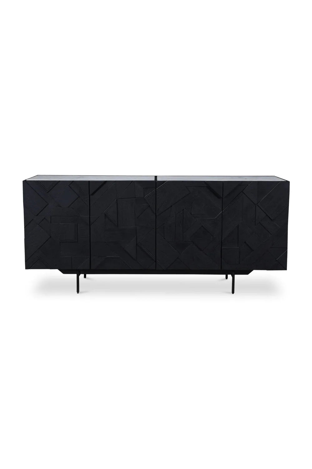 Luxury Carved Mango Wood 4-Door Sideboard European Style for Villa