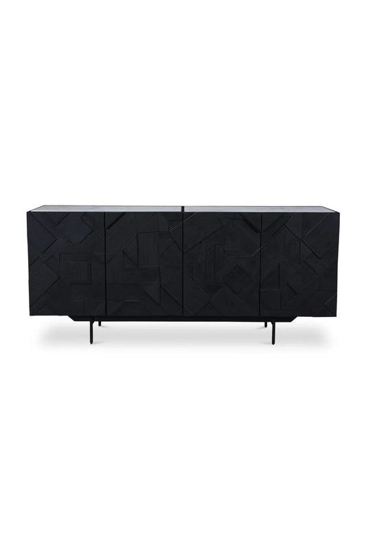Luxury Carved Mango Wood 4-Door Sideboard European Style for Villa