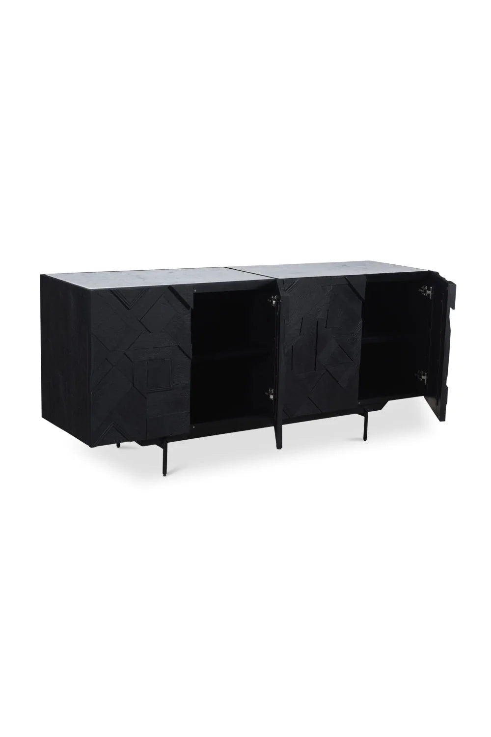 Luxury Carved Mango Wood 4-Door Sideboard European Style for Villa