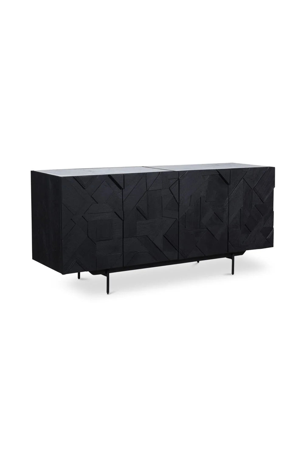 Luxury Carved Mango Wood 4-Door Sideboard European Style for Villa