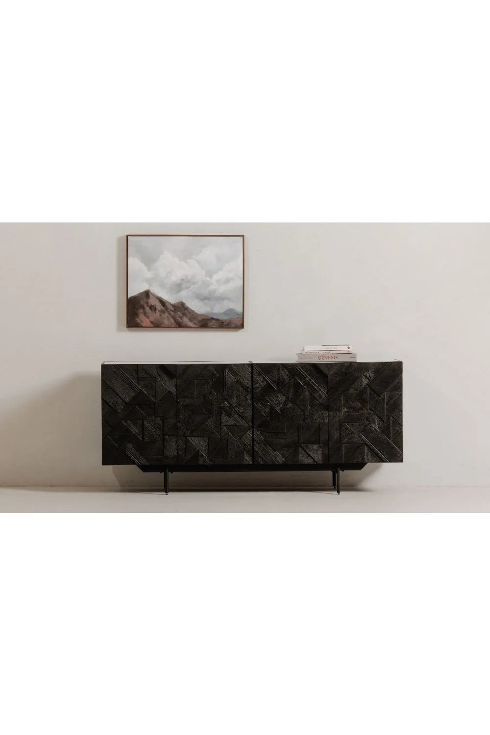 Luxury Carved Mango Wood 4-Door Sideboard European Style for Villa