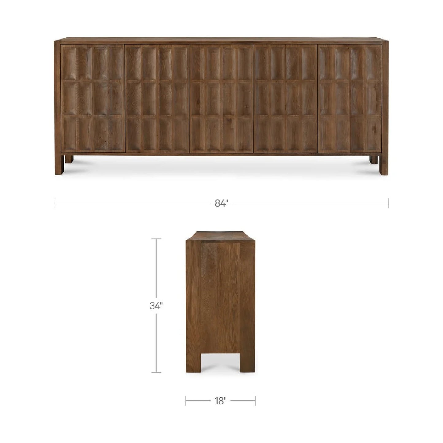 Luxury Carved Oak 5-Door Sideboard European Style for Villa