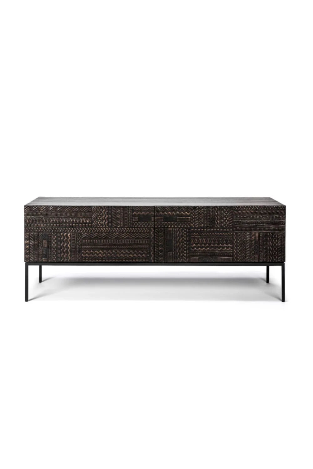 Luxury Carved Teak Media Unit Modern Italian Style for Villa