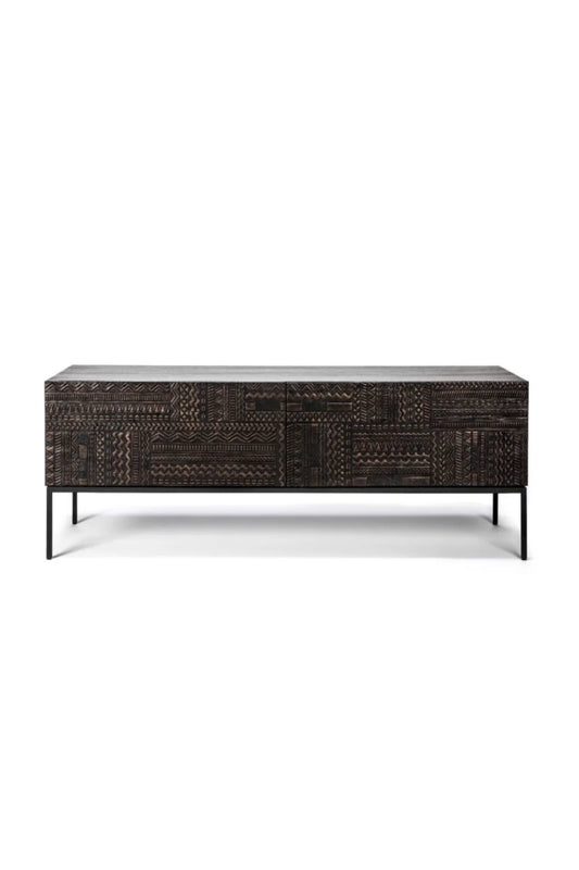 Luxury Carved Teak Media Unit Modern Italian Style for Villa
