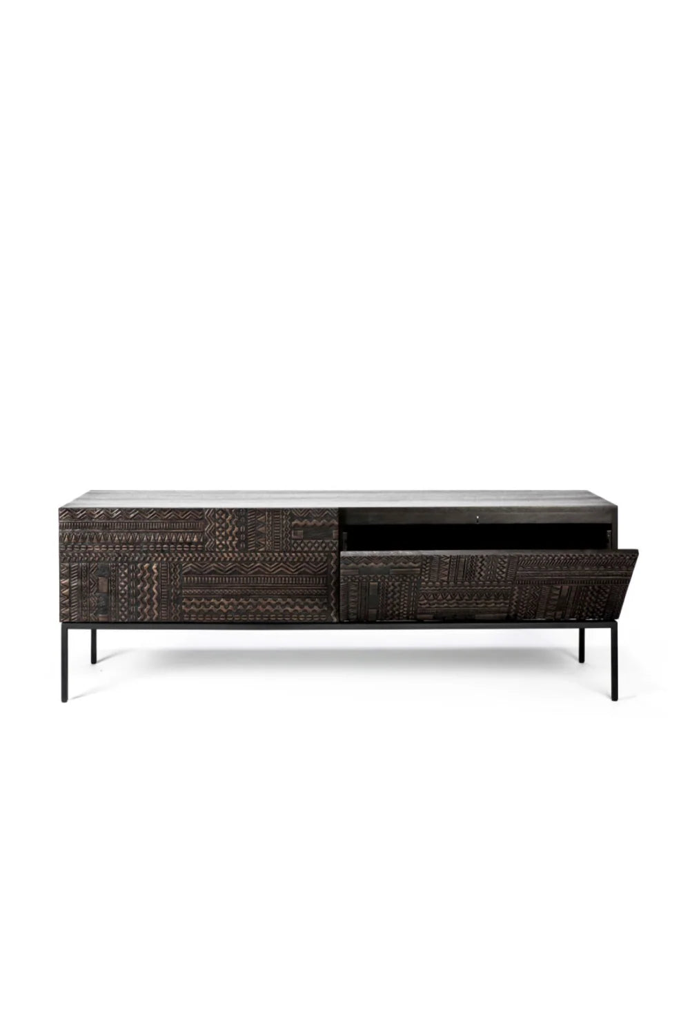 Luxury Carved Teak Media Unit Modern Italian Style for Villa