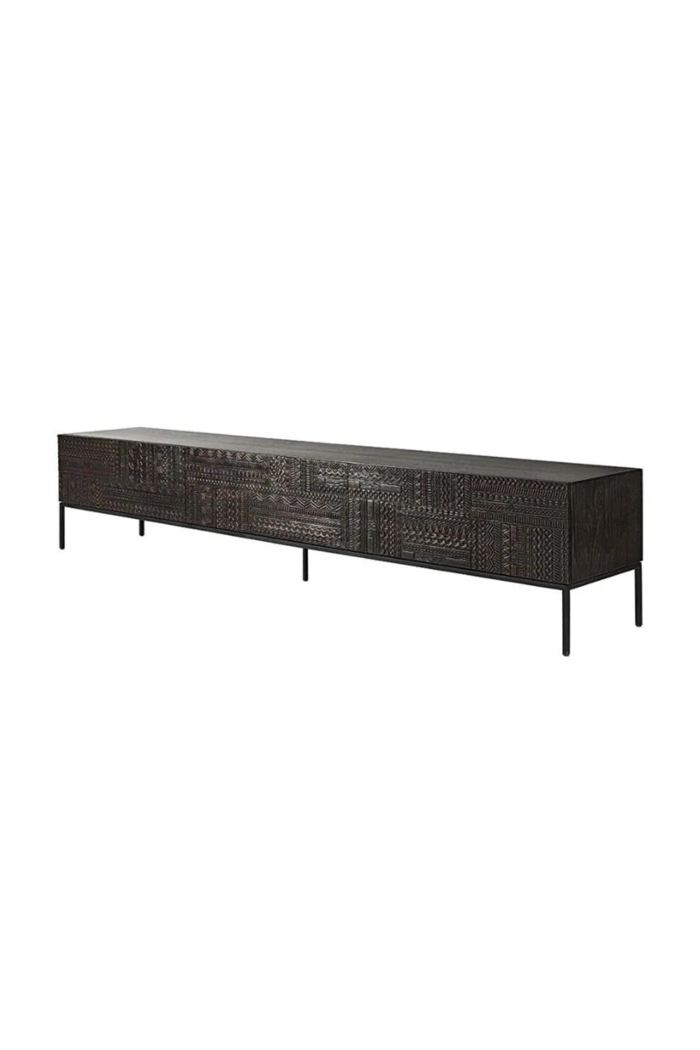 Luxury Carved Teak Media Unit Modern Italian Style for Villa