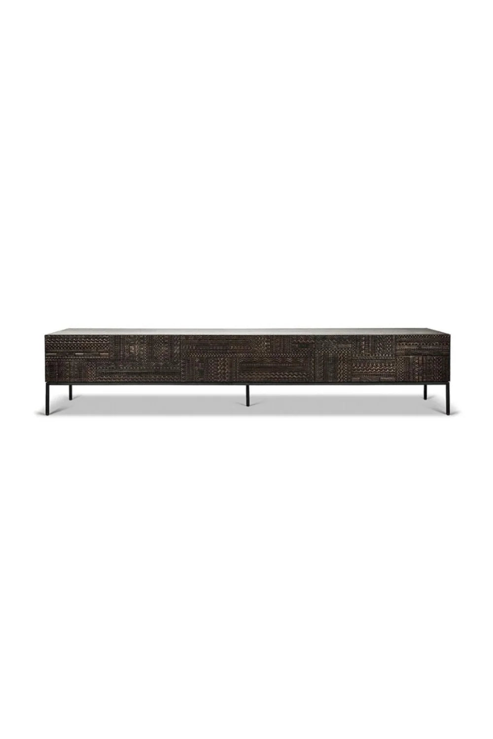 Luxury Carved Teak Media Unit Modern Italian Style for Villa