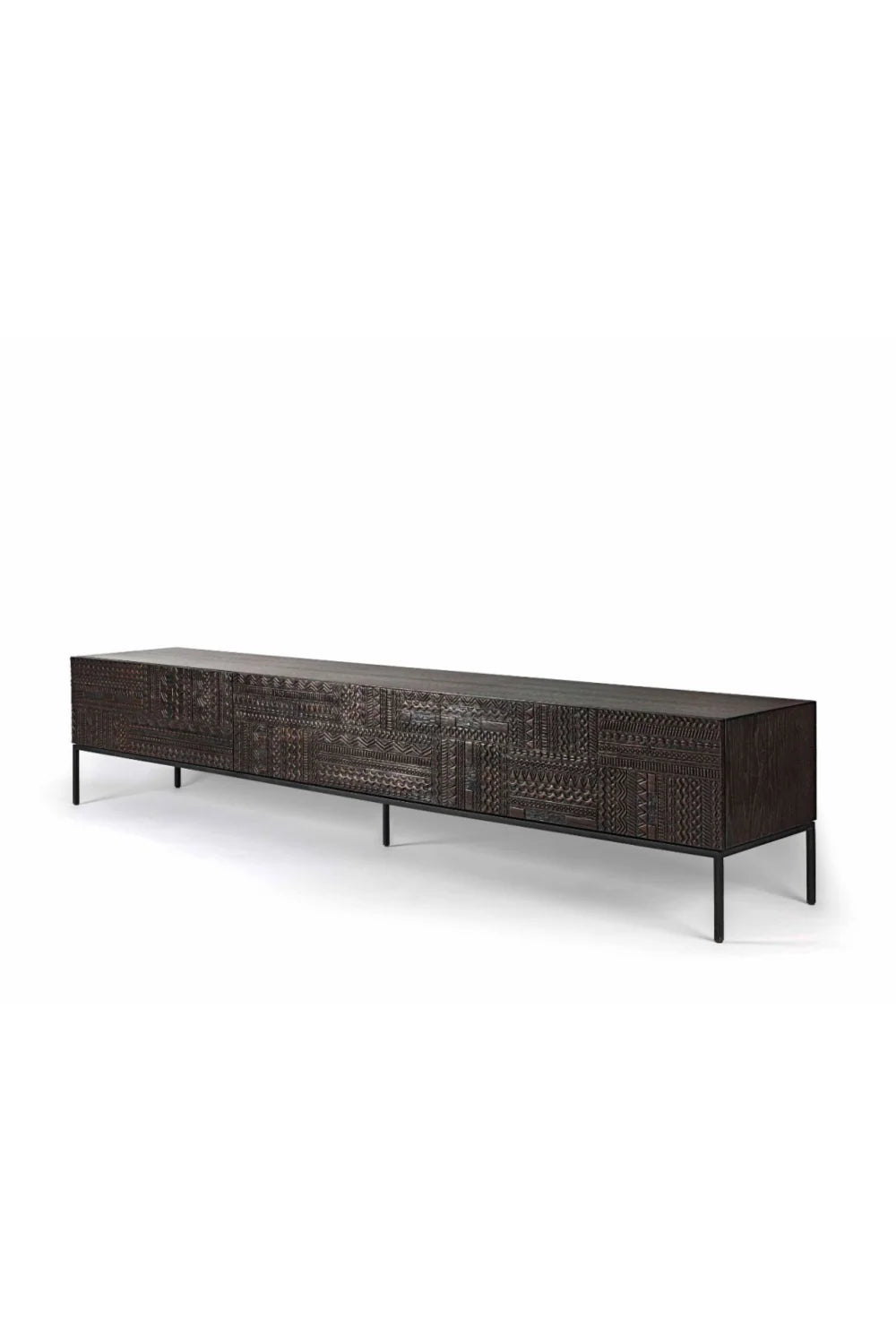 Luxury Carved Teak Media Unit Modern Italian Style for Villa