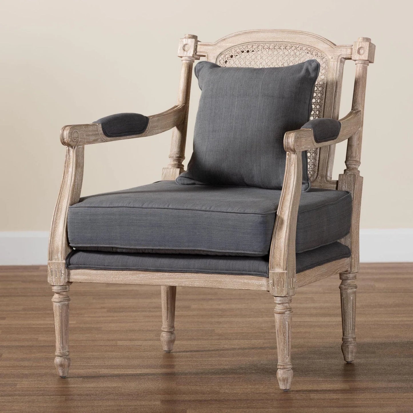 Luxury Carved Wood Accent Chair Modern European Style for Villa