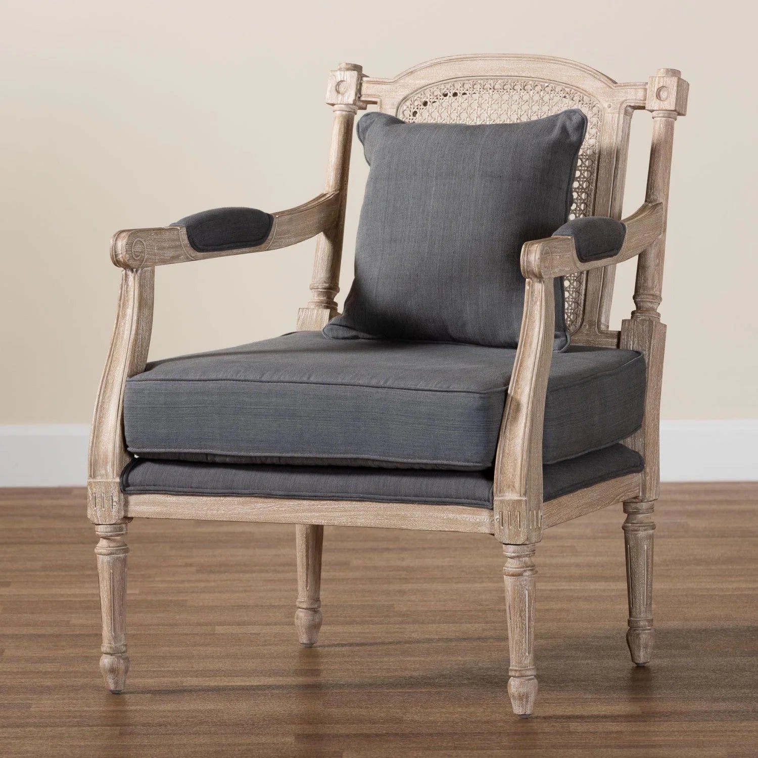 Luxury Carved Wood Accent Chair Modern European Style for Villa
