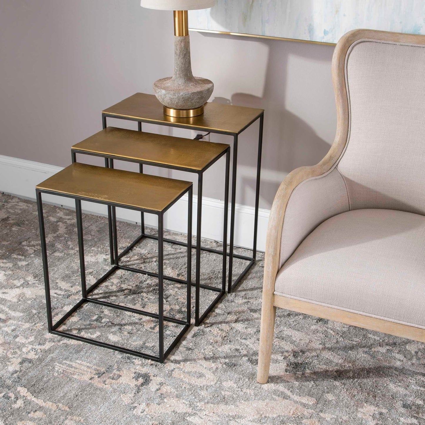 Luxury Cast Aluminum Nesting Coffee Table Modern Italian Style for Villa