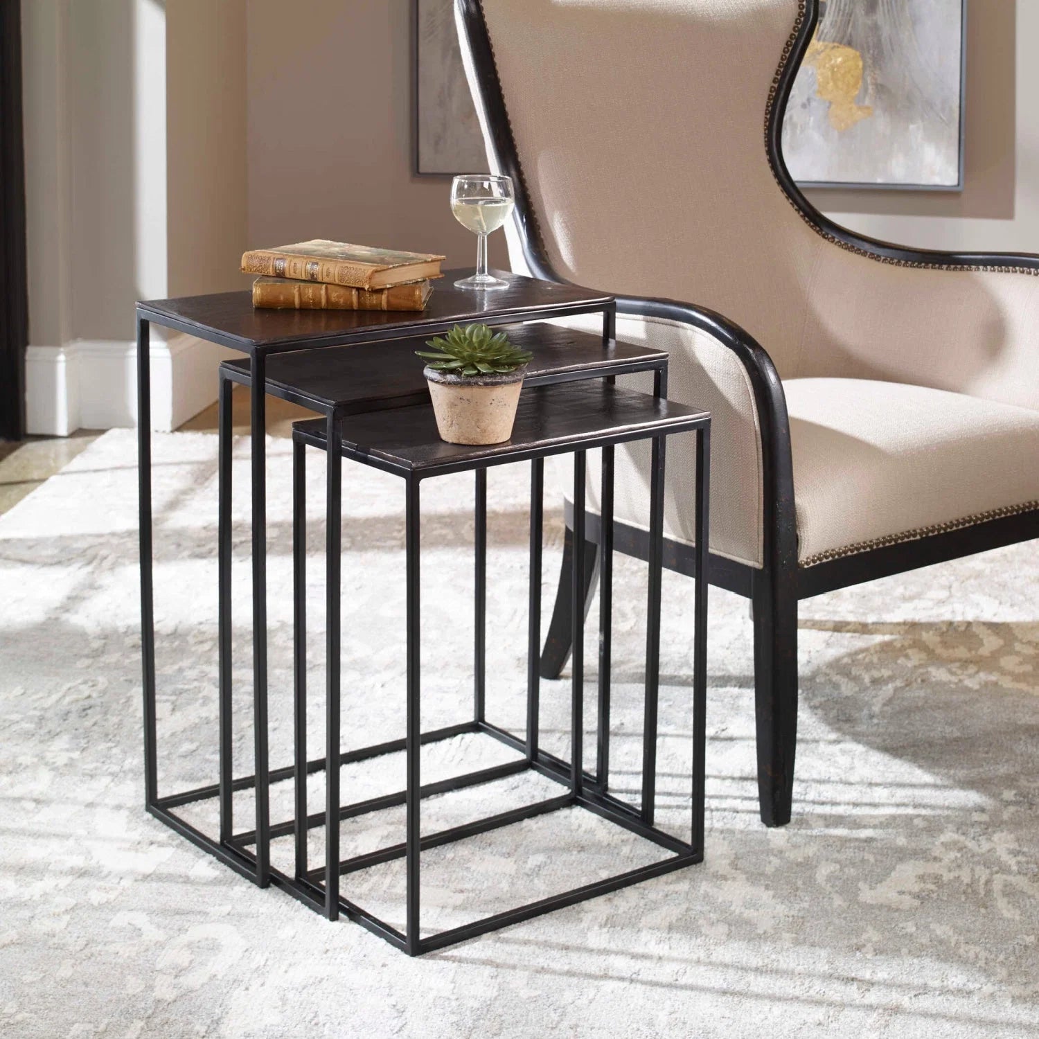 Luxury Cast Aluminum Nesting Coffee Table Modern Italian Style for Villa