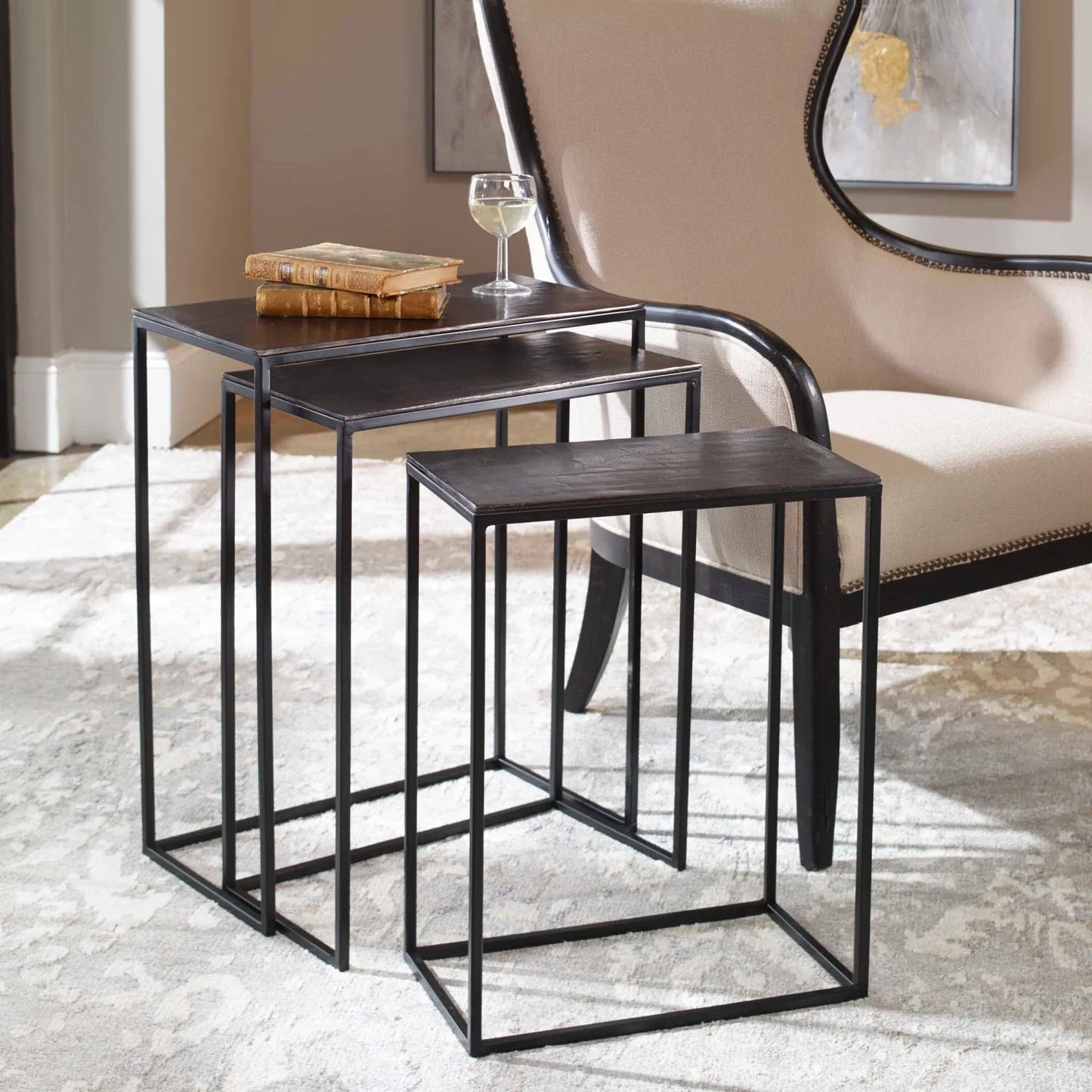 Luxury Cast Aluminum Nesting Coffee Table Modern Italian Style for Villa
